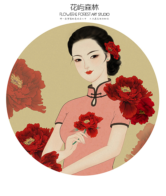 中国工笔画风格商业插画-美人依旧