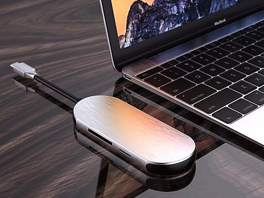 苹果笔记本电脑Macbook USB转接口配件3D渲染
