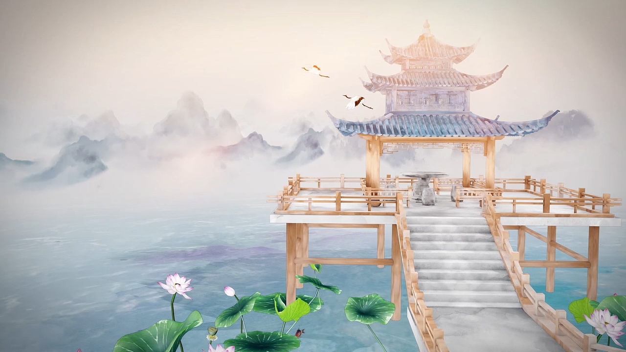 三维水墨荷花凉亭（图ZMjQxOTk2ODMy） - 动画/影视 - 站酷设计师岚伯原创素材 - 站酷ZCOOL