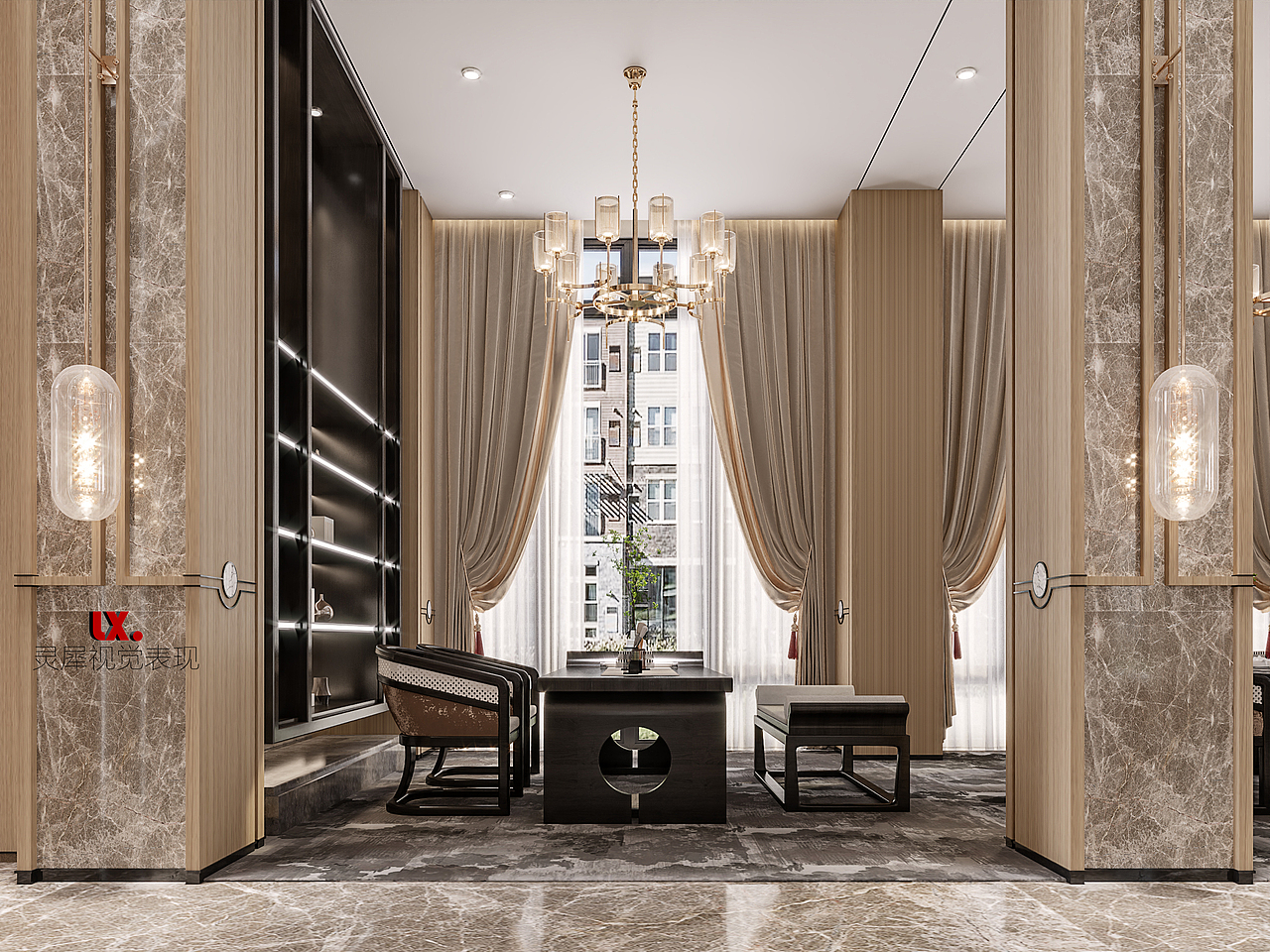 一个售楼部的设计表现。。