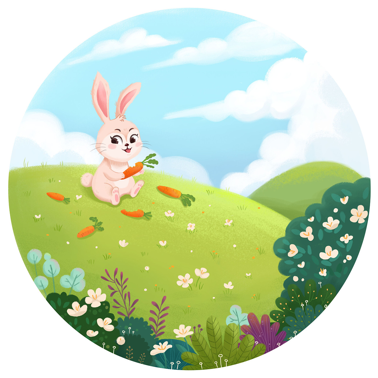 贪吃的小兔子|插画|儿童插画|红藻 - 原创作品 - 站酷 (zcool)