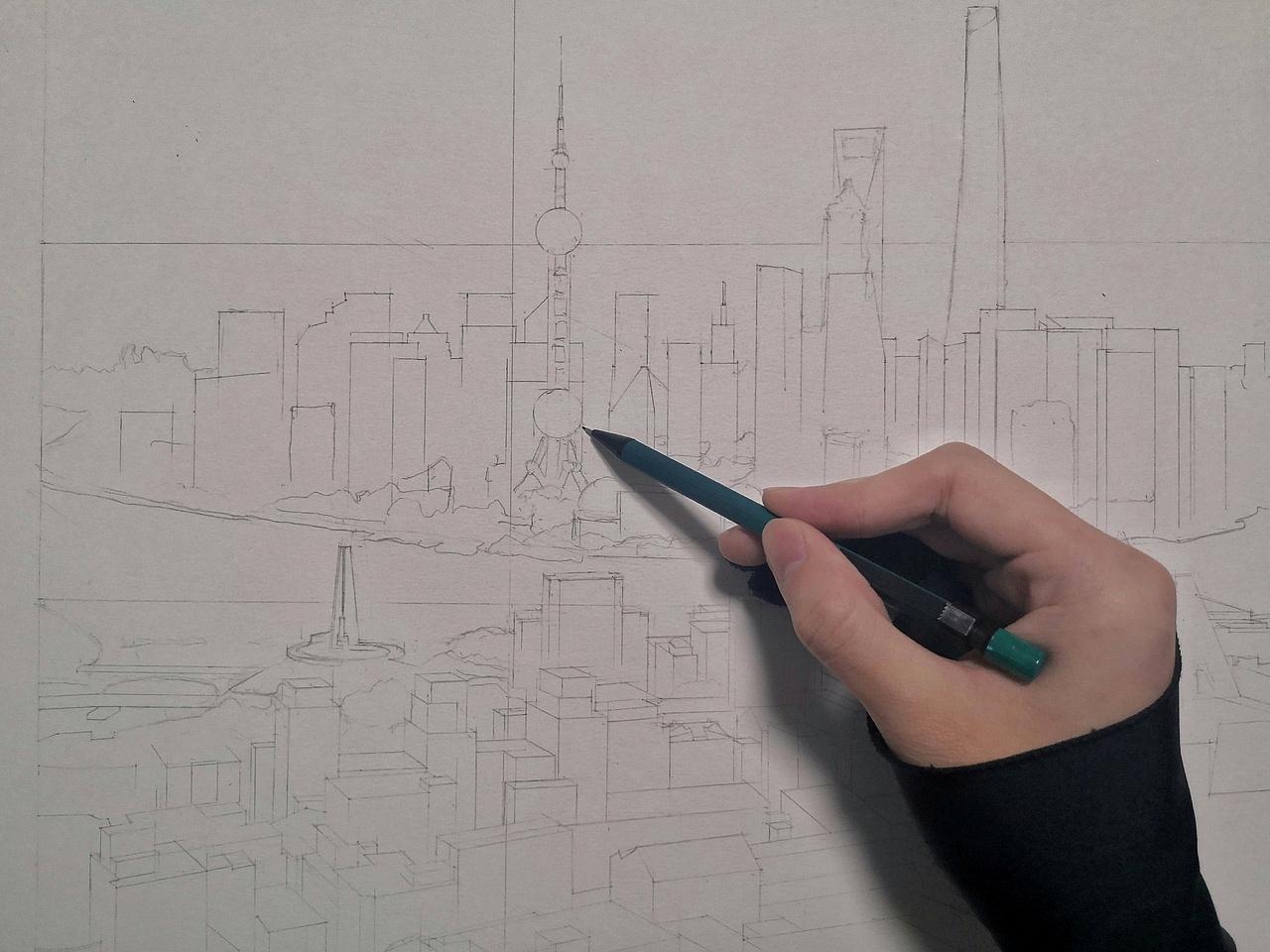 手绘马克笔《上海～陆家嘴》