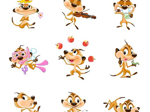 卡通形象设计及静态动作延展——猫鼬:舒伯特