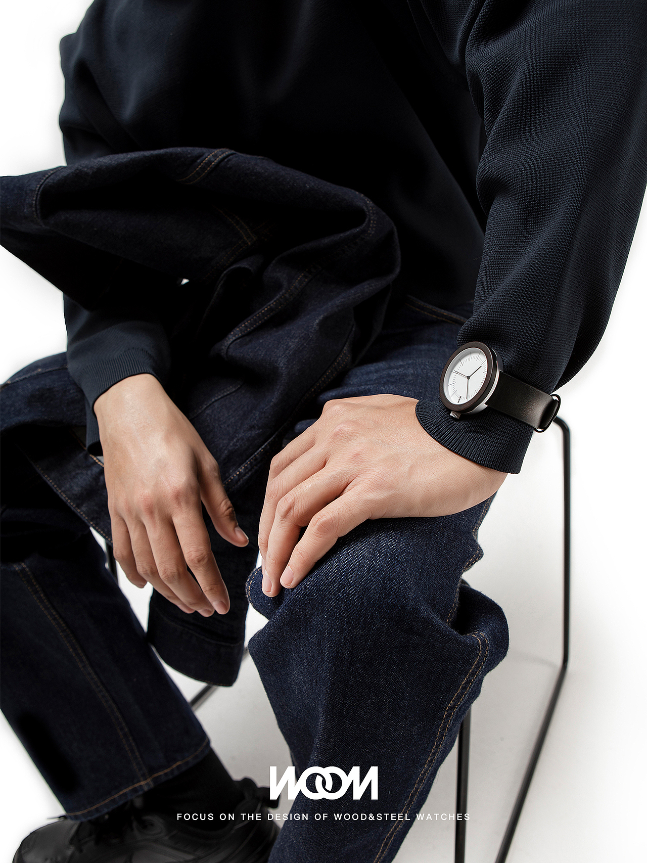 木质材料与不锈钢组合的个性手表