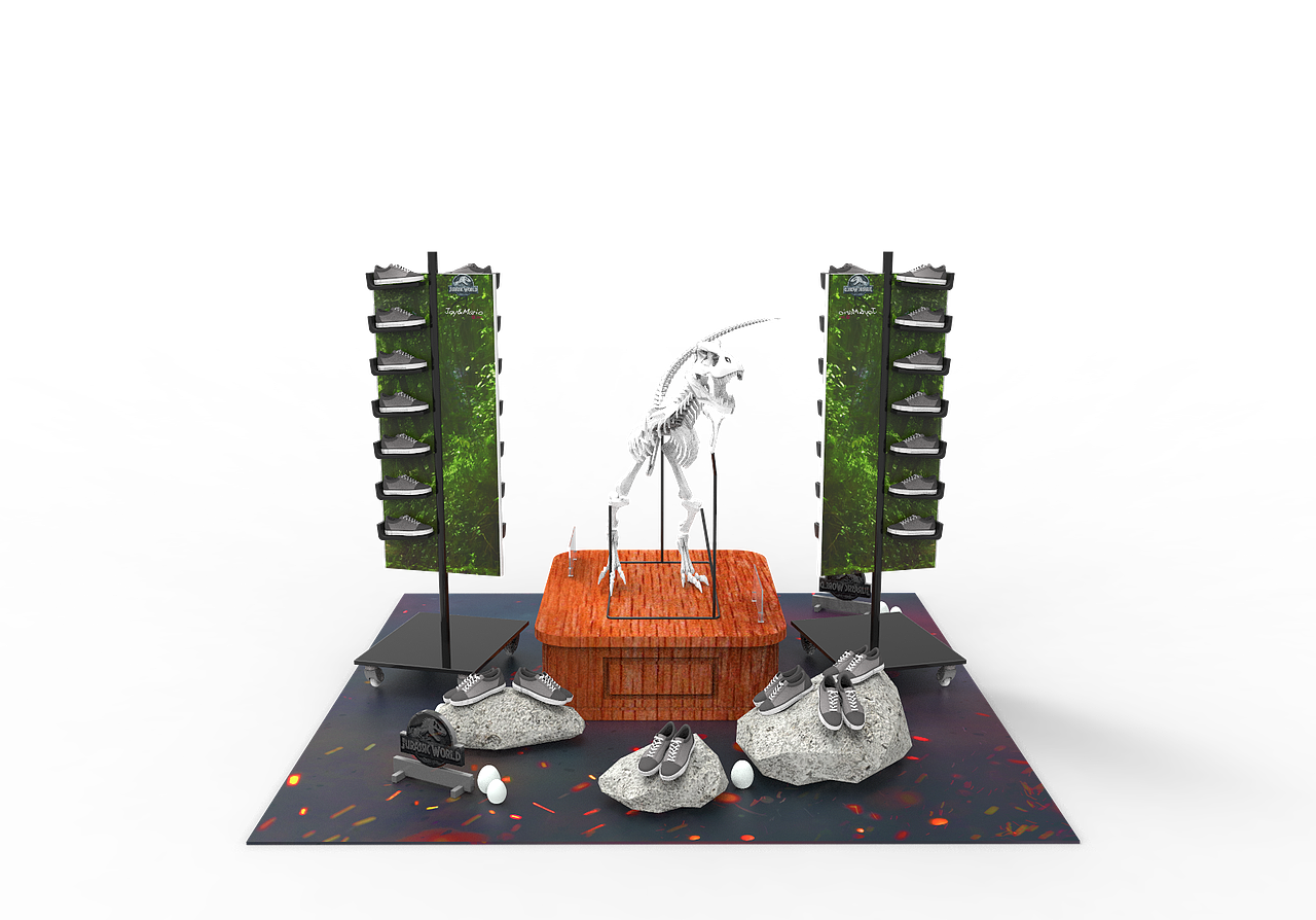 “侏罗纪”主题鞋类陈列DP点