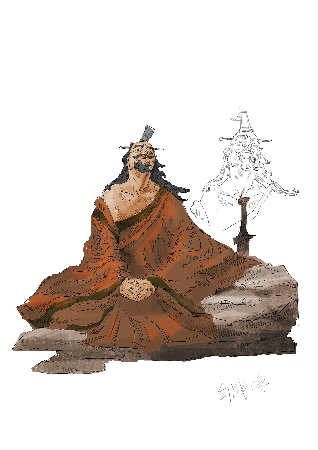 手绘雕塑设计稿子