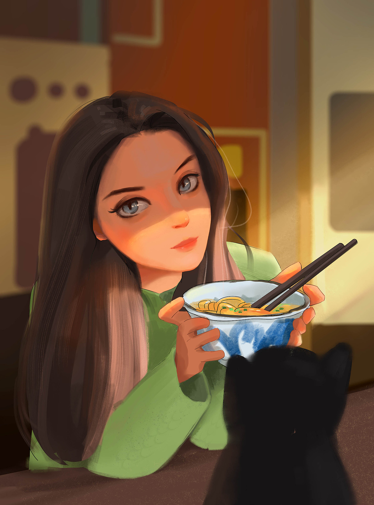 吃面（图ZMjQ0MjIxODU2） - 创作习作 - 站酷设计师墨粒黍原创素材 - 站酷ZCOOL