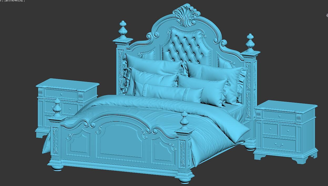 3dmax欧式雕花床建模产品工业建模md布料建模