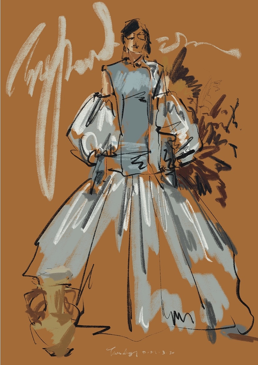 时尚插画61时装画61手绘服装设计效果图