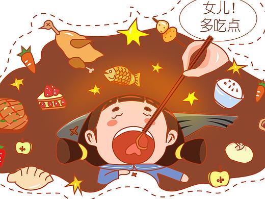 ip设计五视图+四格漫画我和我妈的故事+表情包