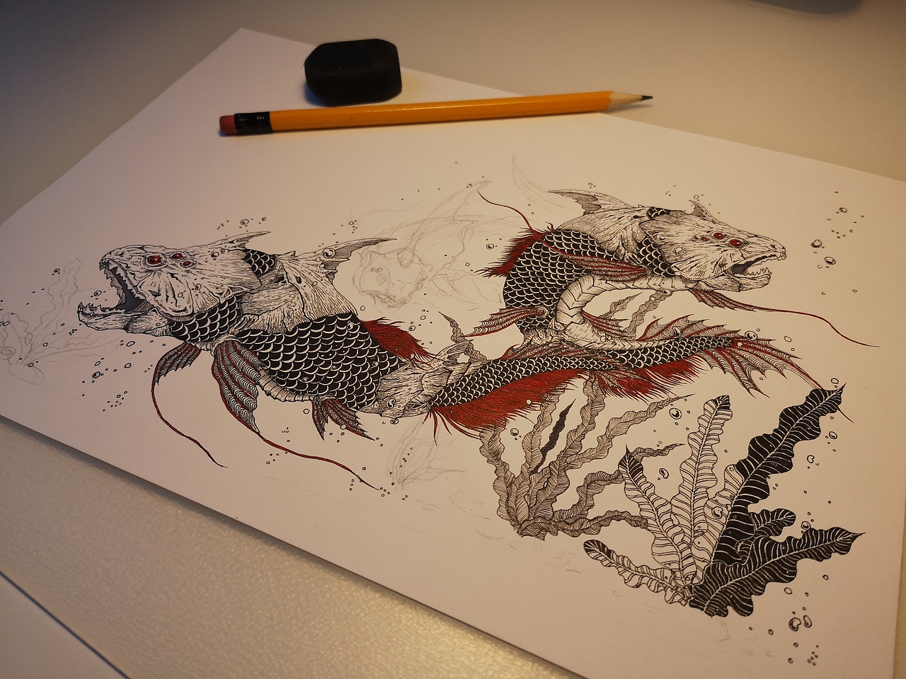 02山海经-毣柞山海-南山经-怪鱼|插画|创作习作|毣余1980_原创作品