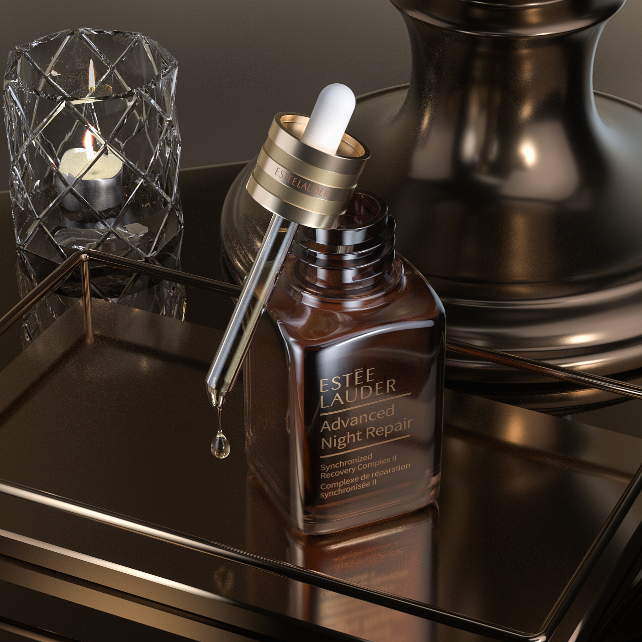 雅诗兰黛小棕瓶 建模渲染