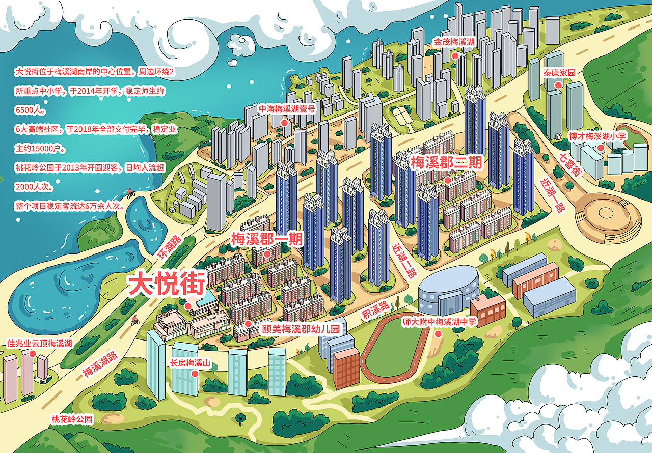 万科房地产.手绘地图小区度假区旅游定制设计