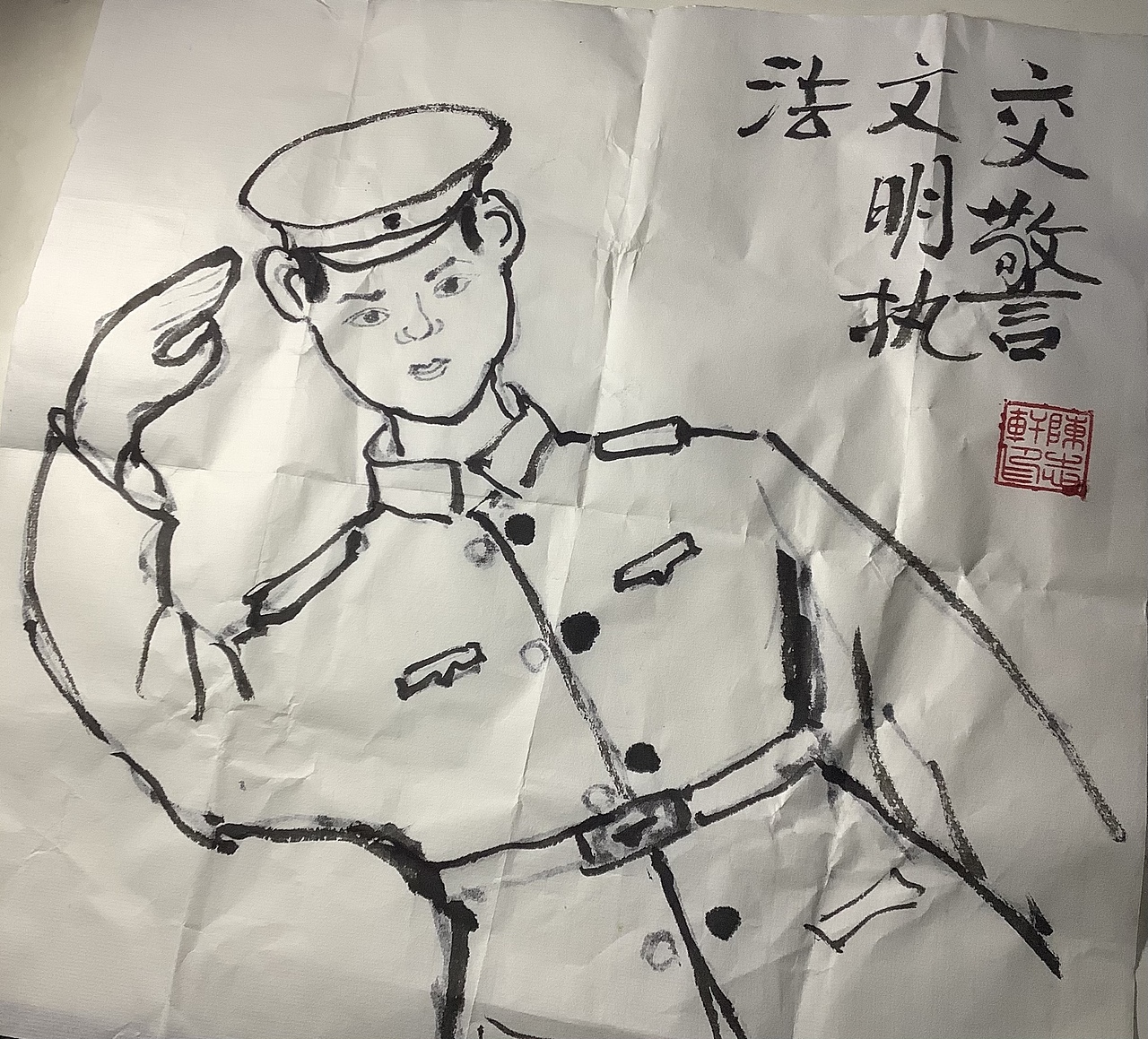 【心中的英雄】交警陈志轩|纯艺术|绘画|cc阿轩仔哥_原创作品-站酷