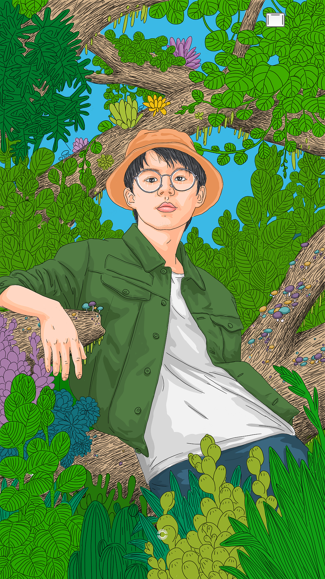 手机指绘插画·绿林少年