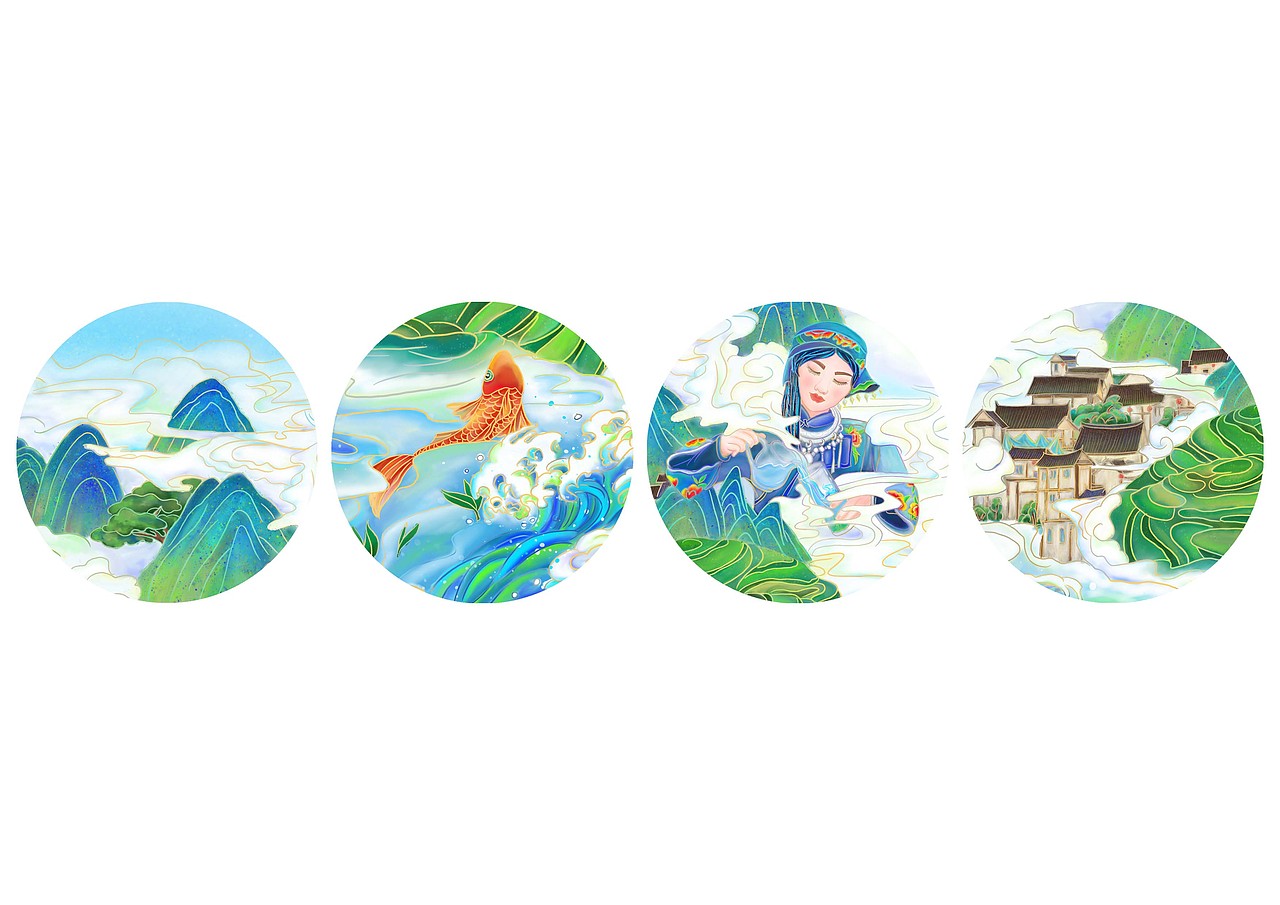 古丈毛尖茶插画包装设计