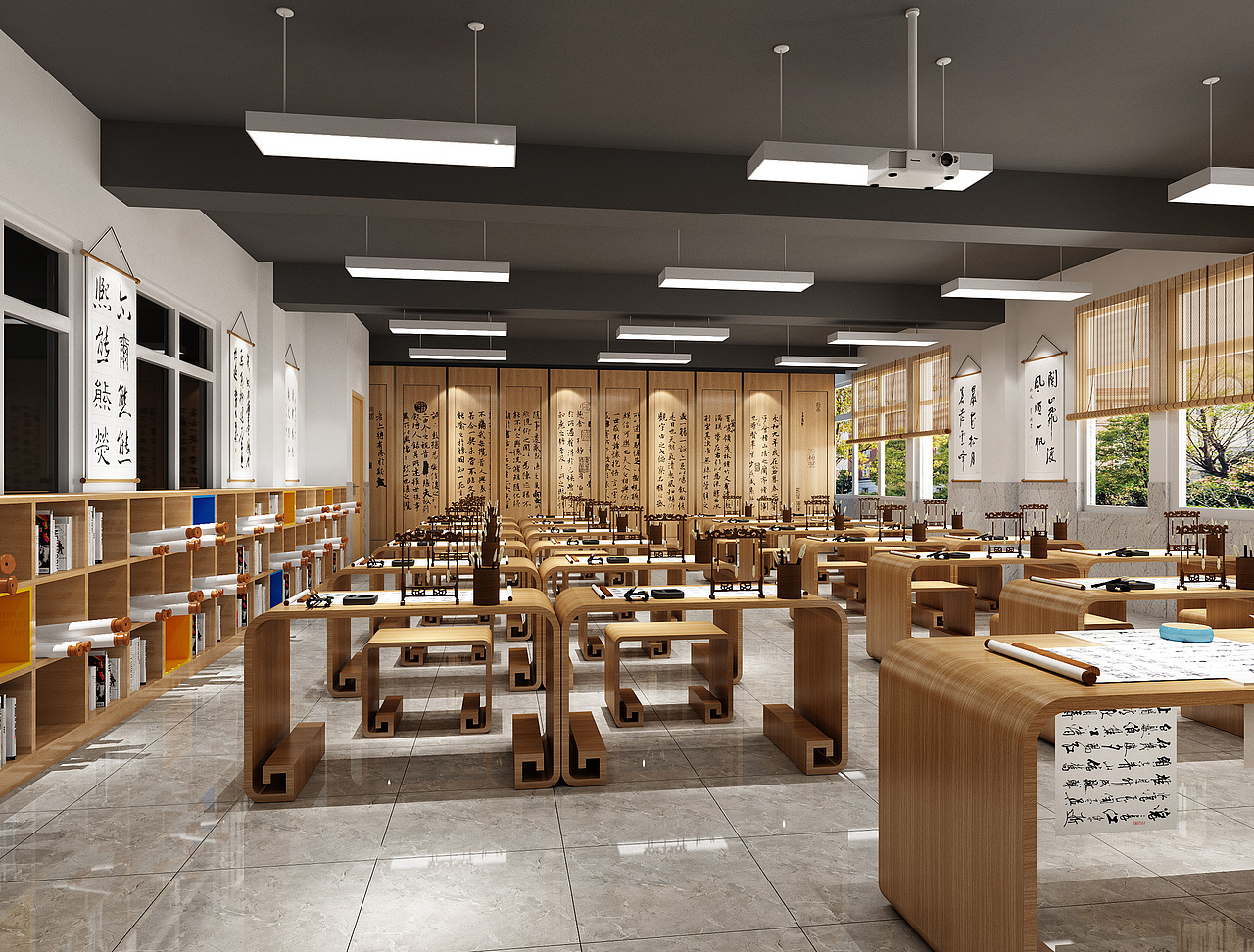 新中式学校书法教室