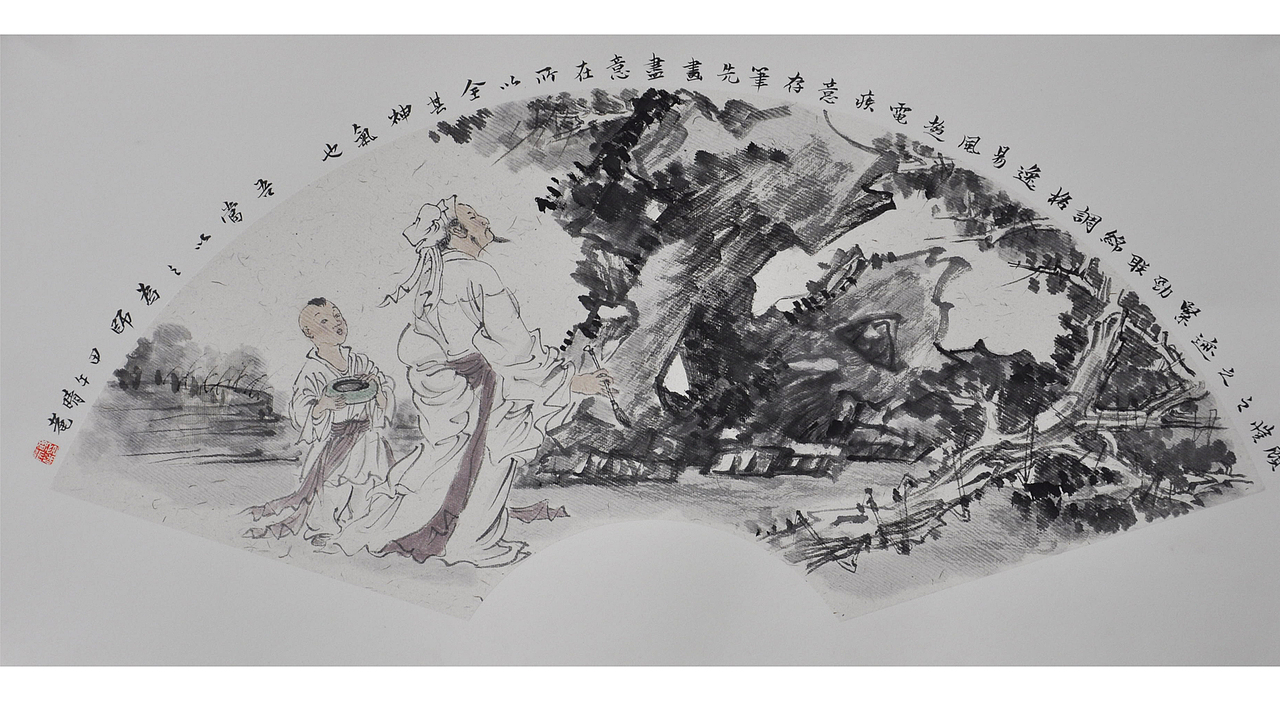 中国画扇面（图ZMjIxMDUwMzY=） - 绘画 - 站酷设计师罗山山人_沙弥原创素材 - 站酷ZCOOL