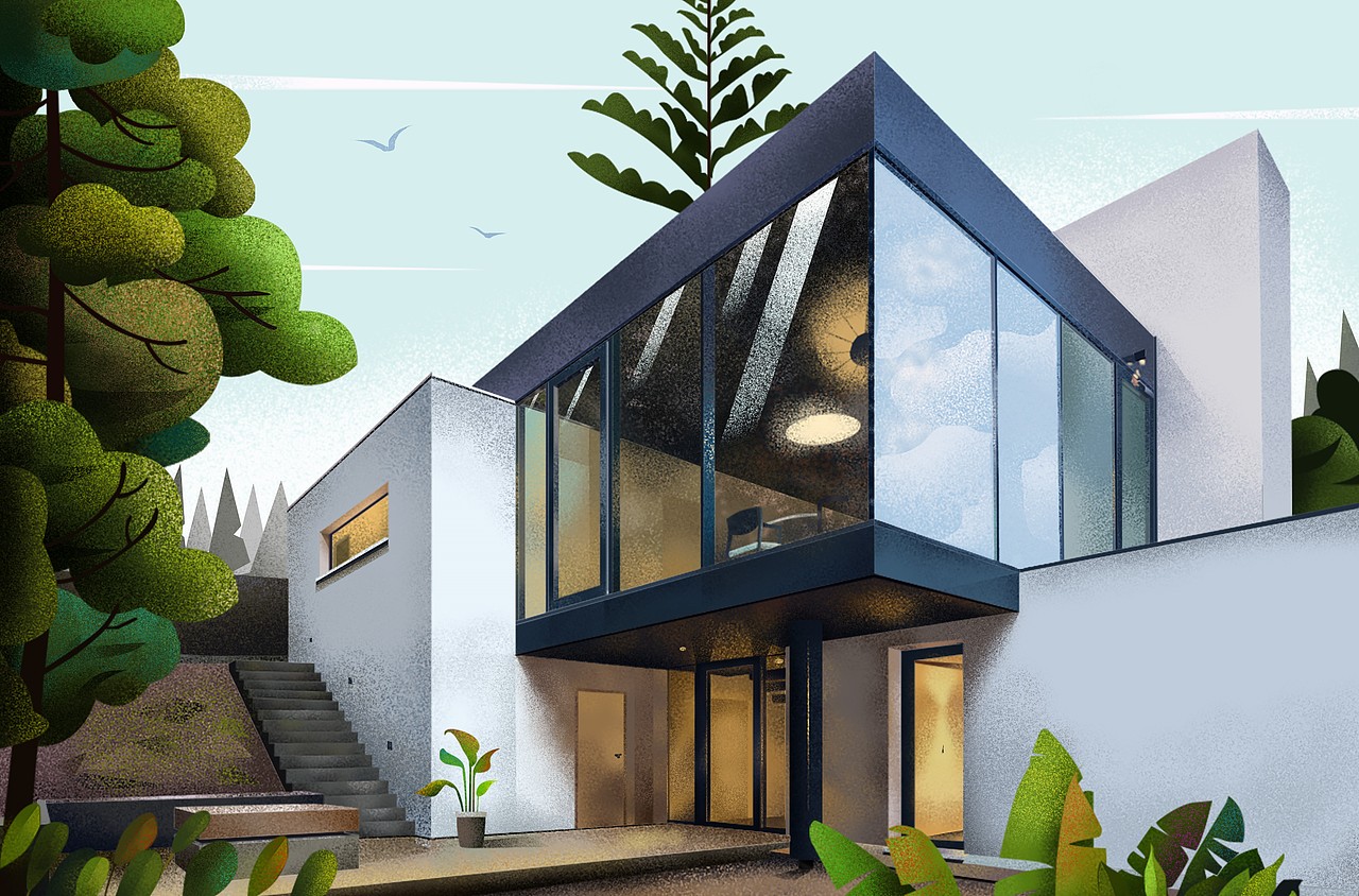 建筑风景噪点插画（图ZMTkyMTc2ODUy） - 创作习作 - 站酷设计师杰瑞奶盖原创素材 - 站酷ZCOOL