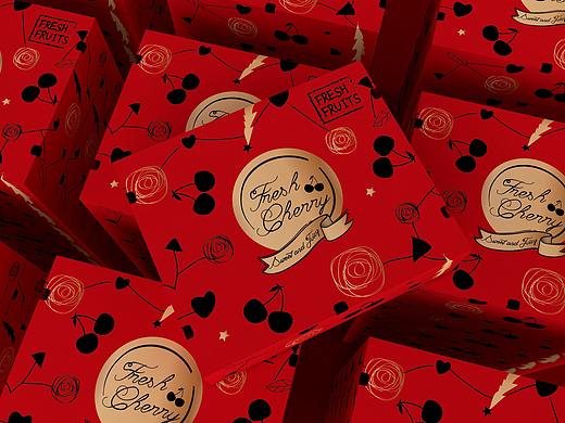 樱桃车厘子包装盒水果通用包装盒超市食品节日礼盒唯美
