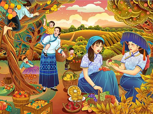 客家文化主题包装插画