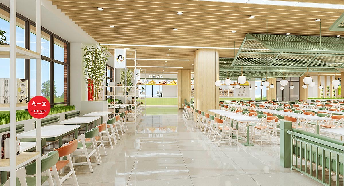 大学食堂室室内大堂设计