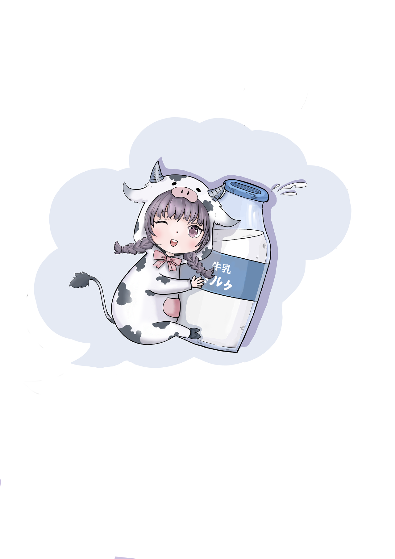 奶牛衣可爱女孩