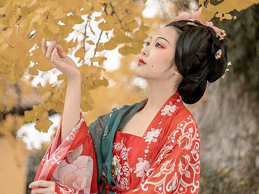 汉服银杏鉴赏-重回盛唐-云想衣裳花想容