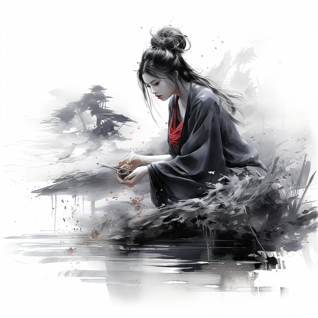 新中式国风小品喷绘作品