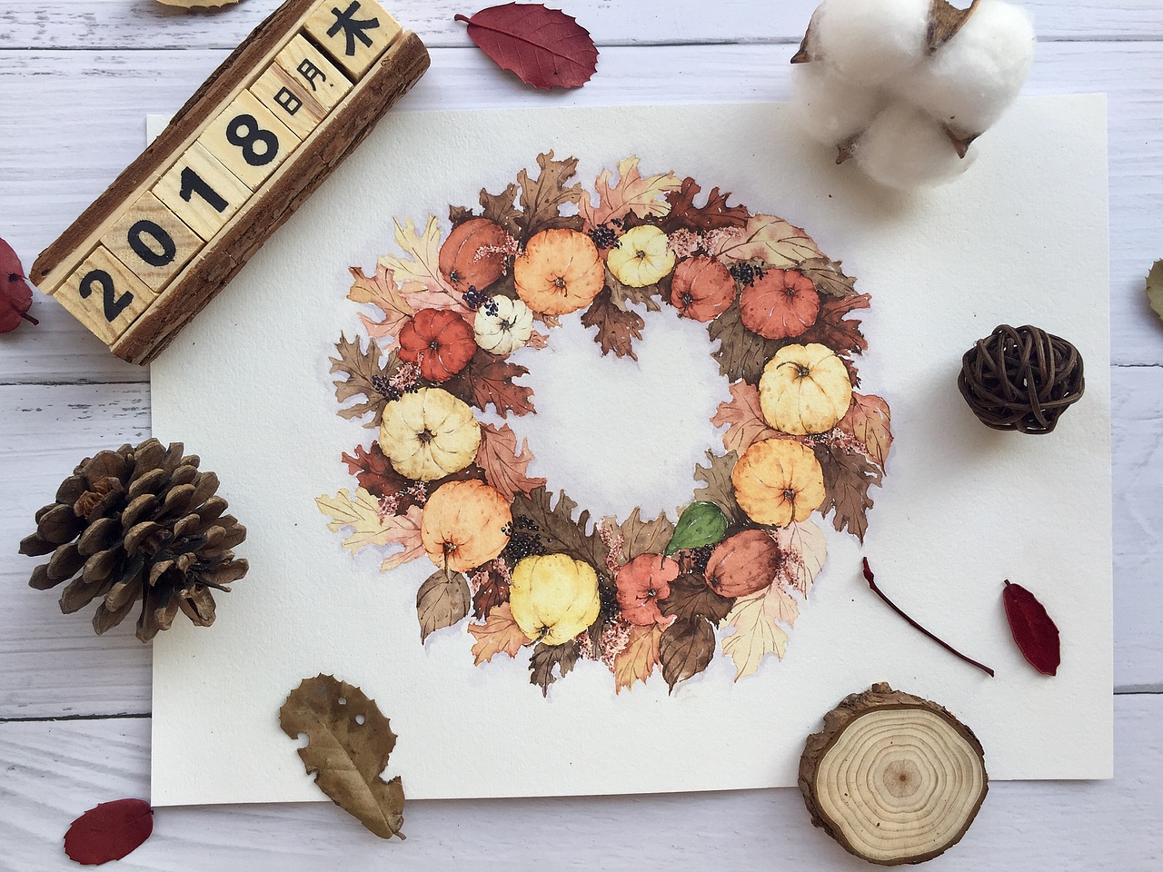 花环过程图（图ZMTUxNjk4MDQ4） - 绘画 - 站酷设计师鹿芩水彩原创素材 - 站酷ZCOOL