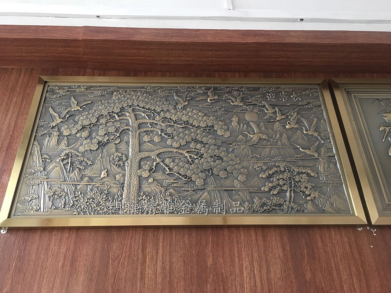 锢雅精雕红古铜雕刻纯铜经典浮雕“梅兰竹菊”装饰壁画