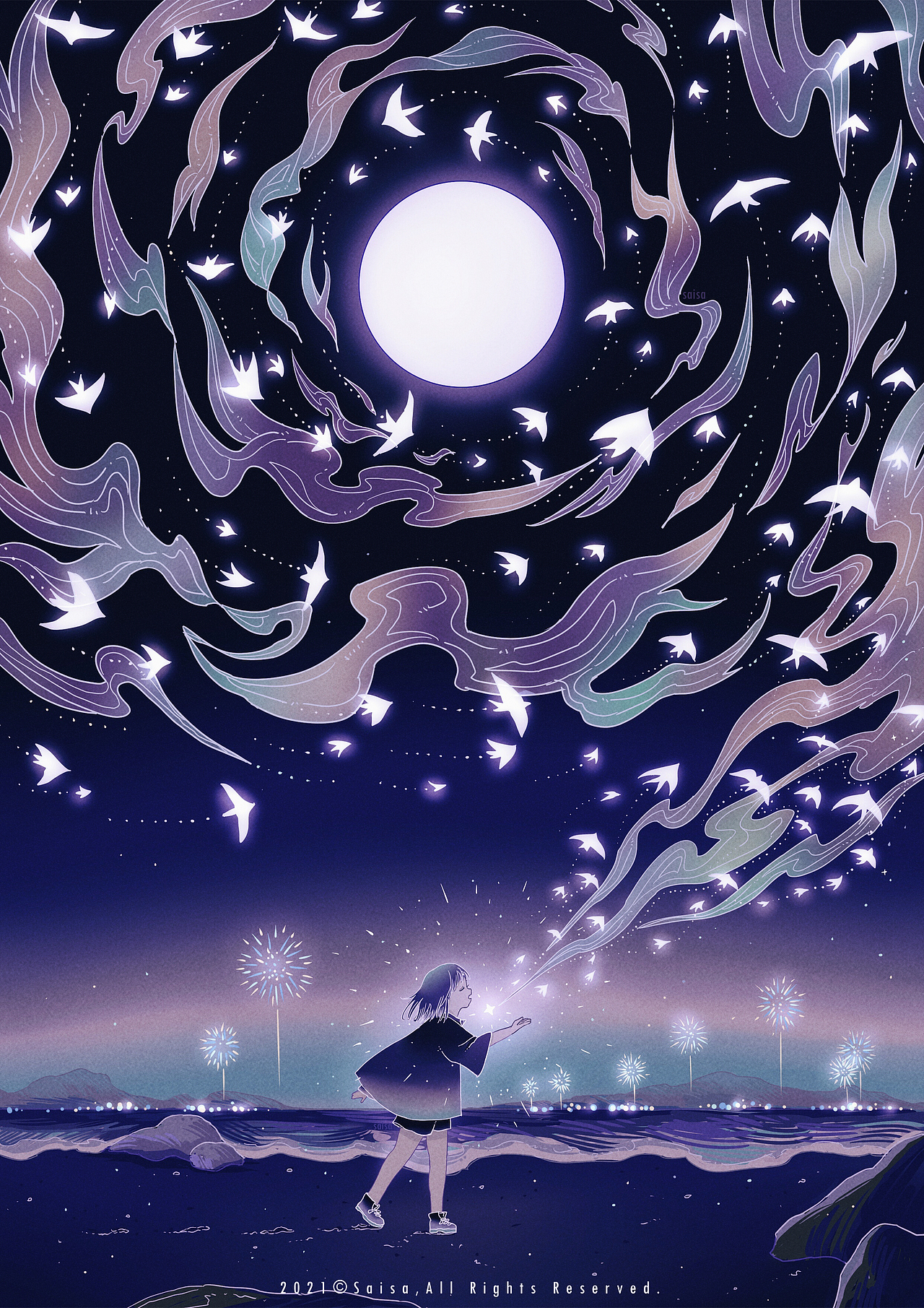 夜海潮生（图ZMjUzMDU1MTUy） - 艺术插画 - 站酷设计师岁差原创素材 - 站酷ZCOOL
