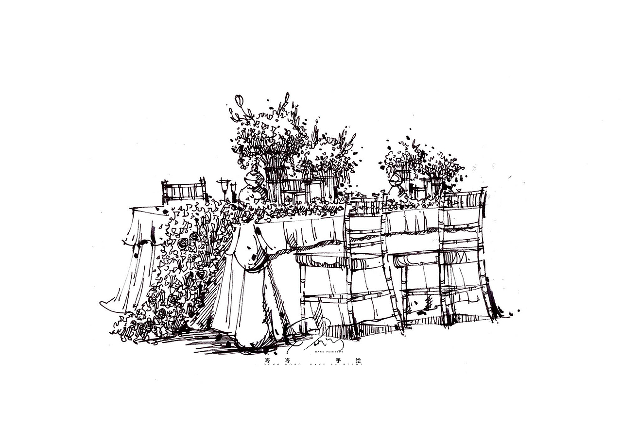马克笔桌花上色步骤快速表现（图ZMTAwNjgxODI0） - 艺术插画 - 站酷设计师咚咚婚礼手绘原创素材 - 站酷ZCOOL