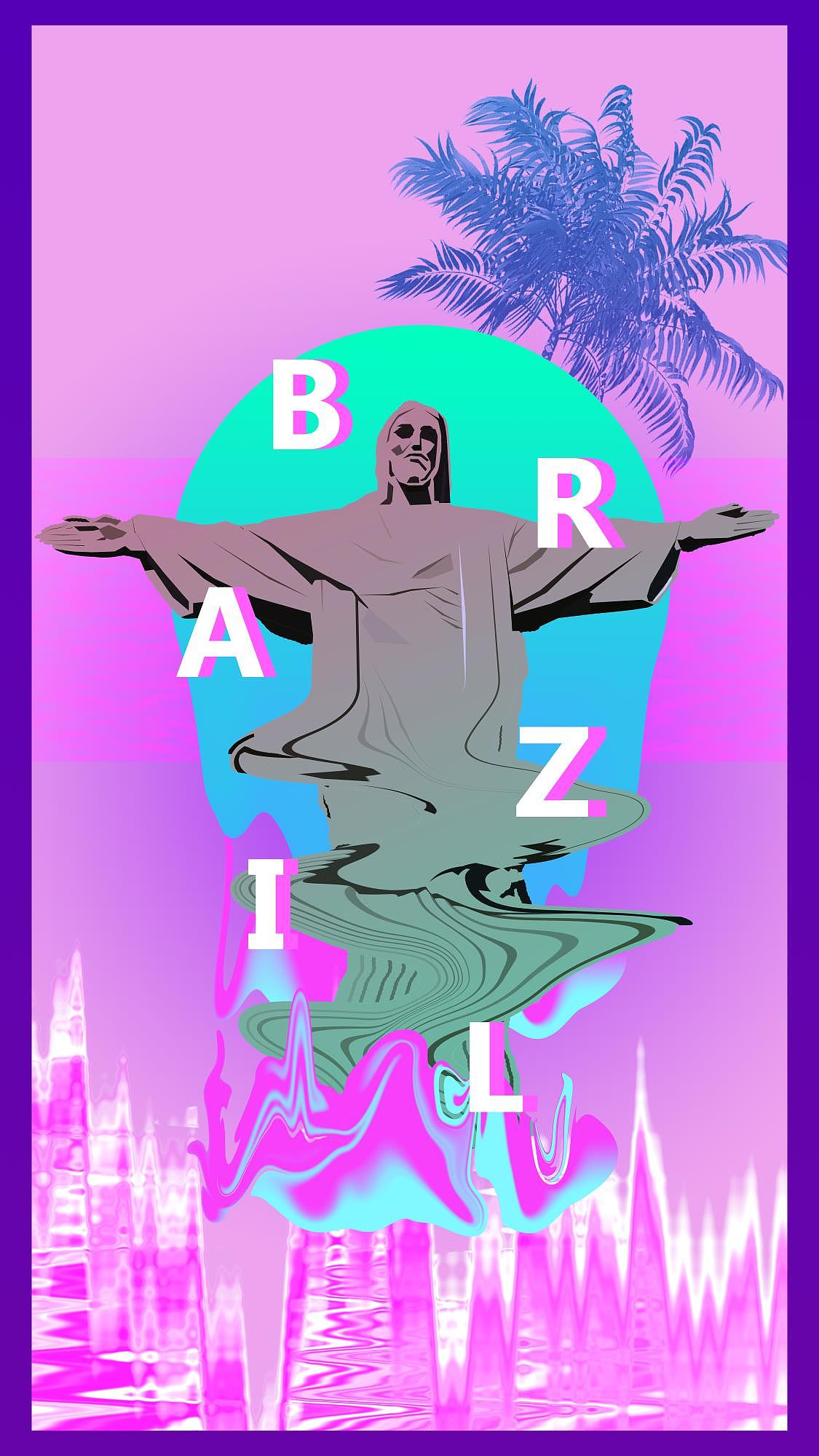 矢量蒸汽波插画