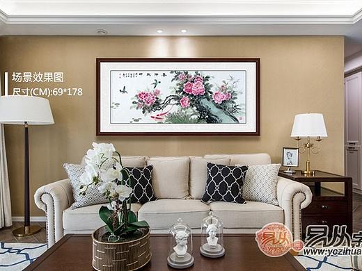 家居挂画简单又好看 石开牡丹画装饰美好生活