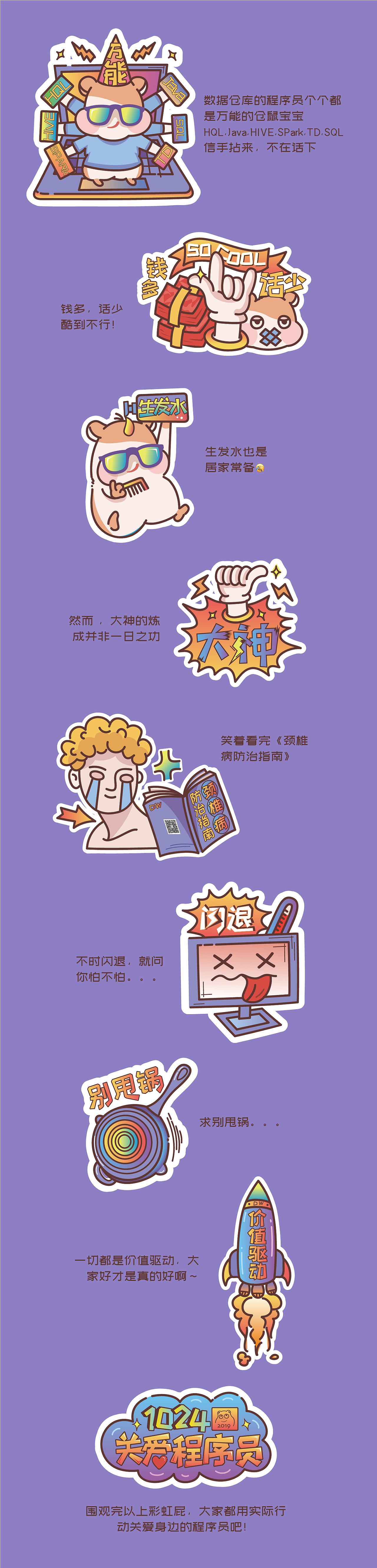 1024-关爱程序员潮流贴纸（图ZMTgxMDM2MzEy） - 新锐潮流插画 - 站酷设计师My芽酱原创素材 - 站酷ZCOOL