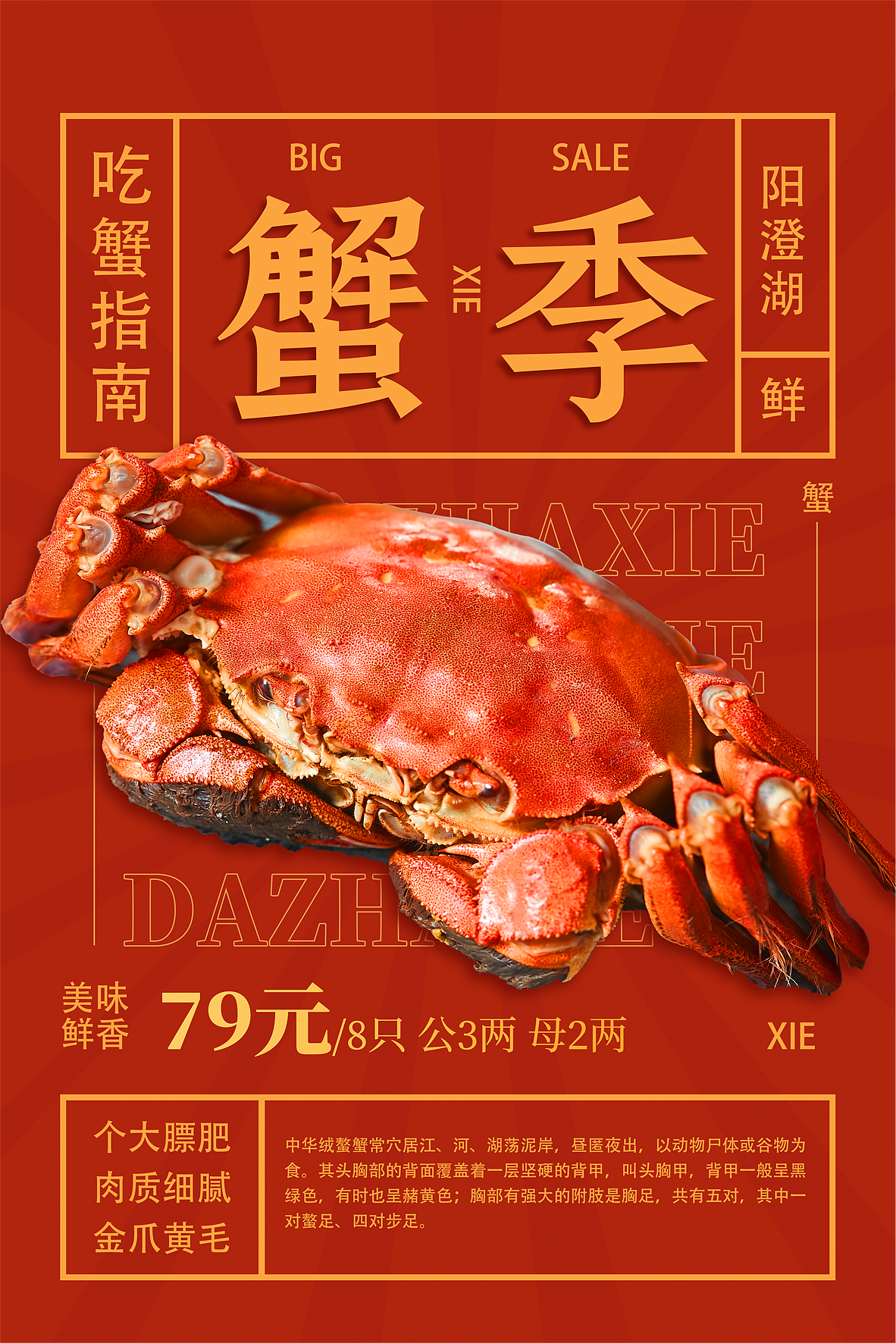 阳澄湖大闸蟹|平面|海报|有内味了 - 临摹作品 - 站酷 (zcool)