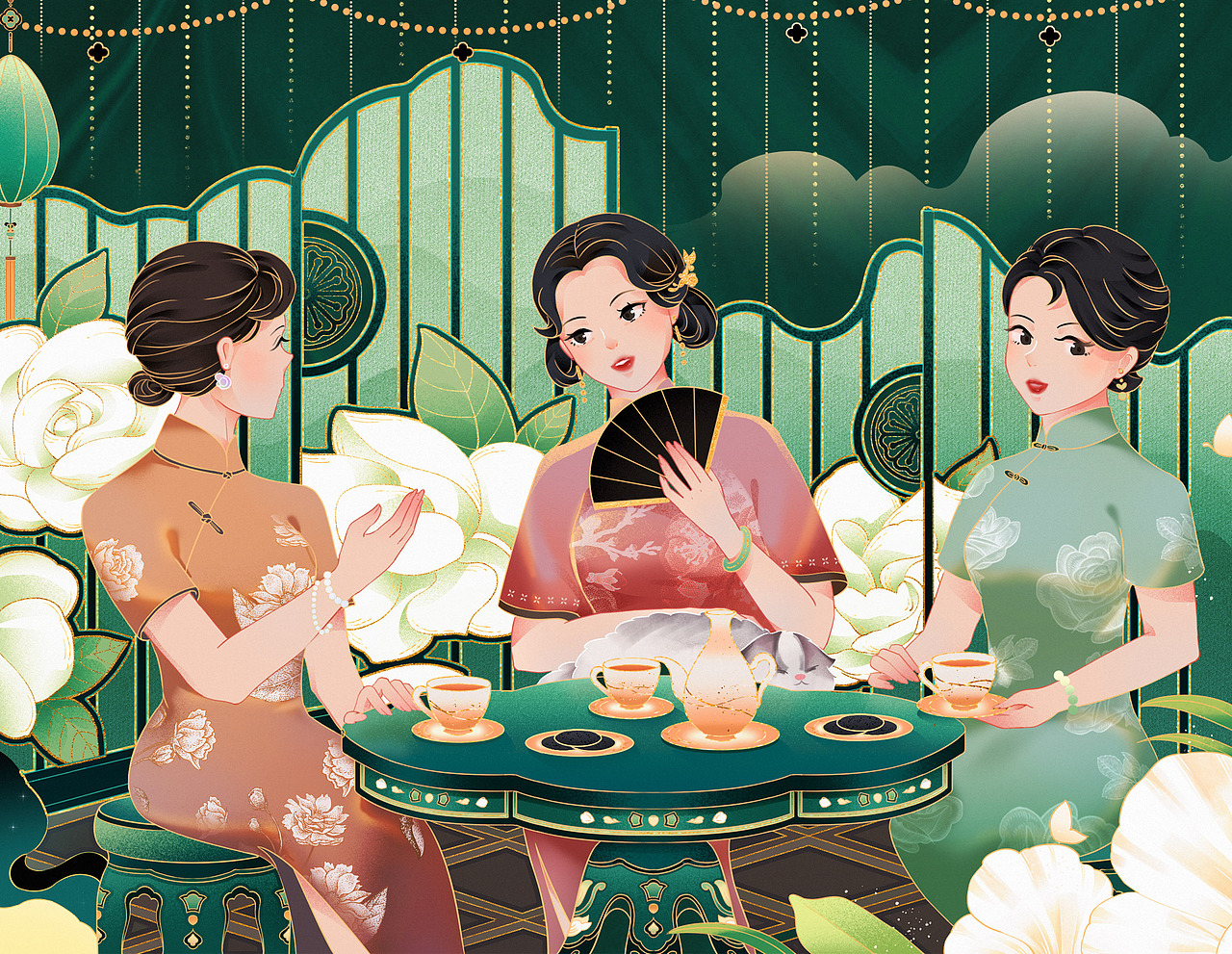 2022国潮插画-《绿盎芝麻》（图ZMzA1NDE1MzA0） - 商业插画 - 站酷设计师福淼三川原创素材 - 站酷ZCOOL