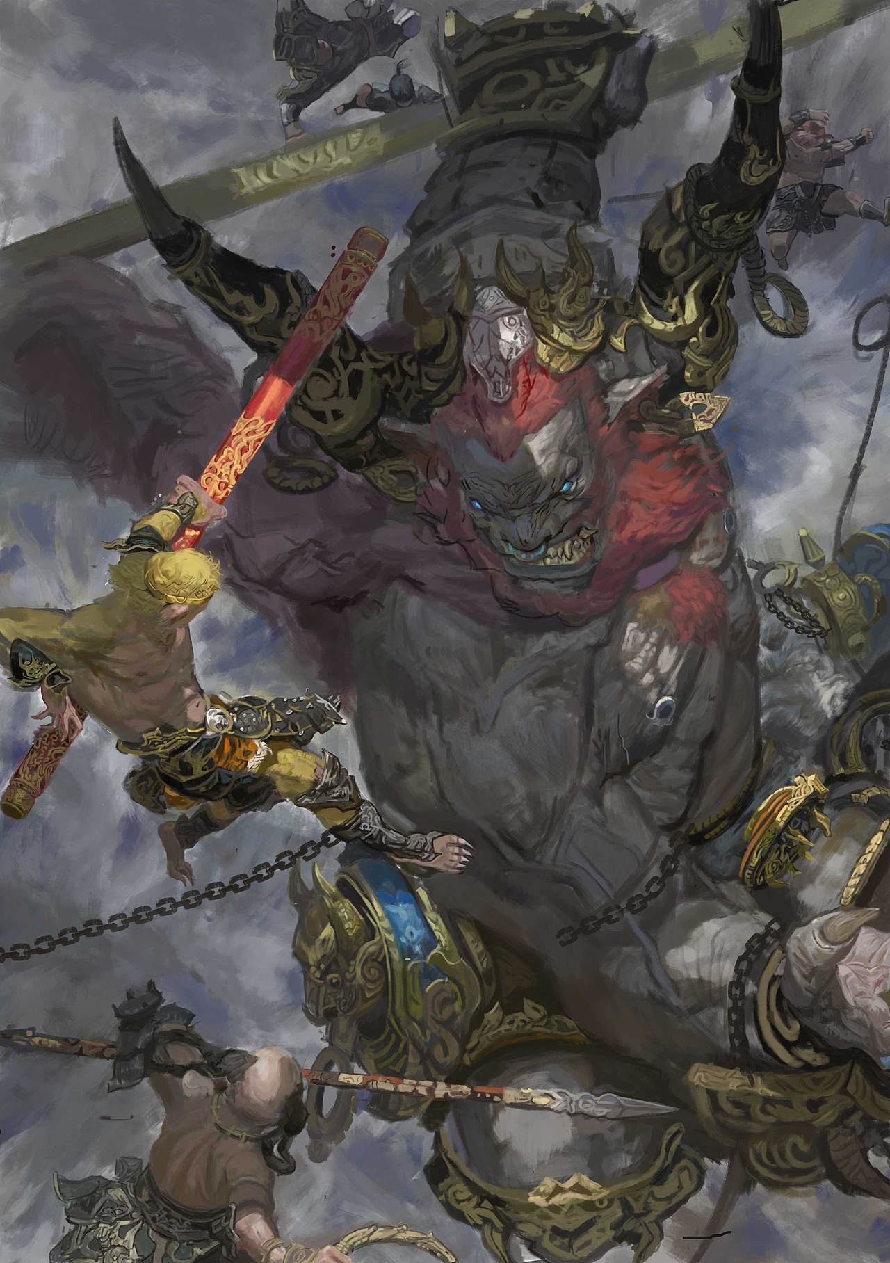 临摹西游记悟空大战牛魔王