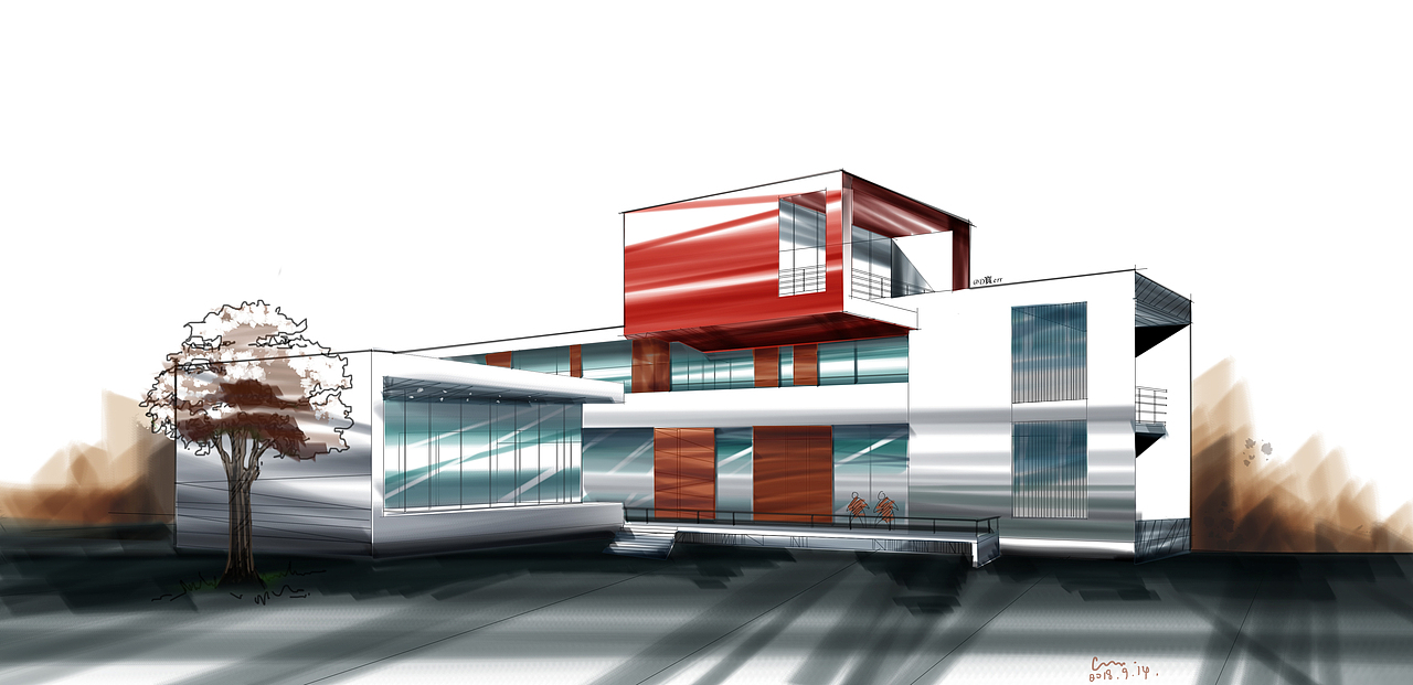 插画风格建筑效果图