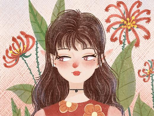 花朵小姐姐插画