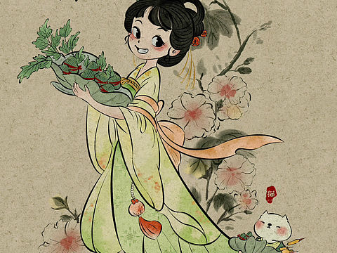 悠悠粽草🌿端午|国风插画