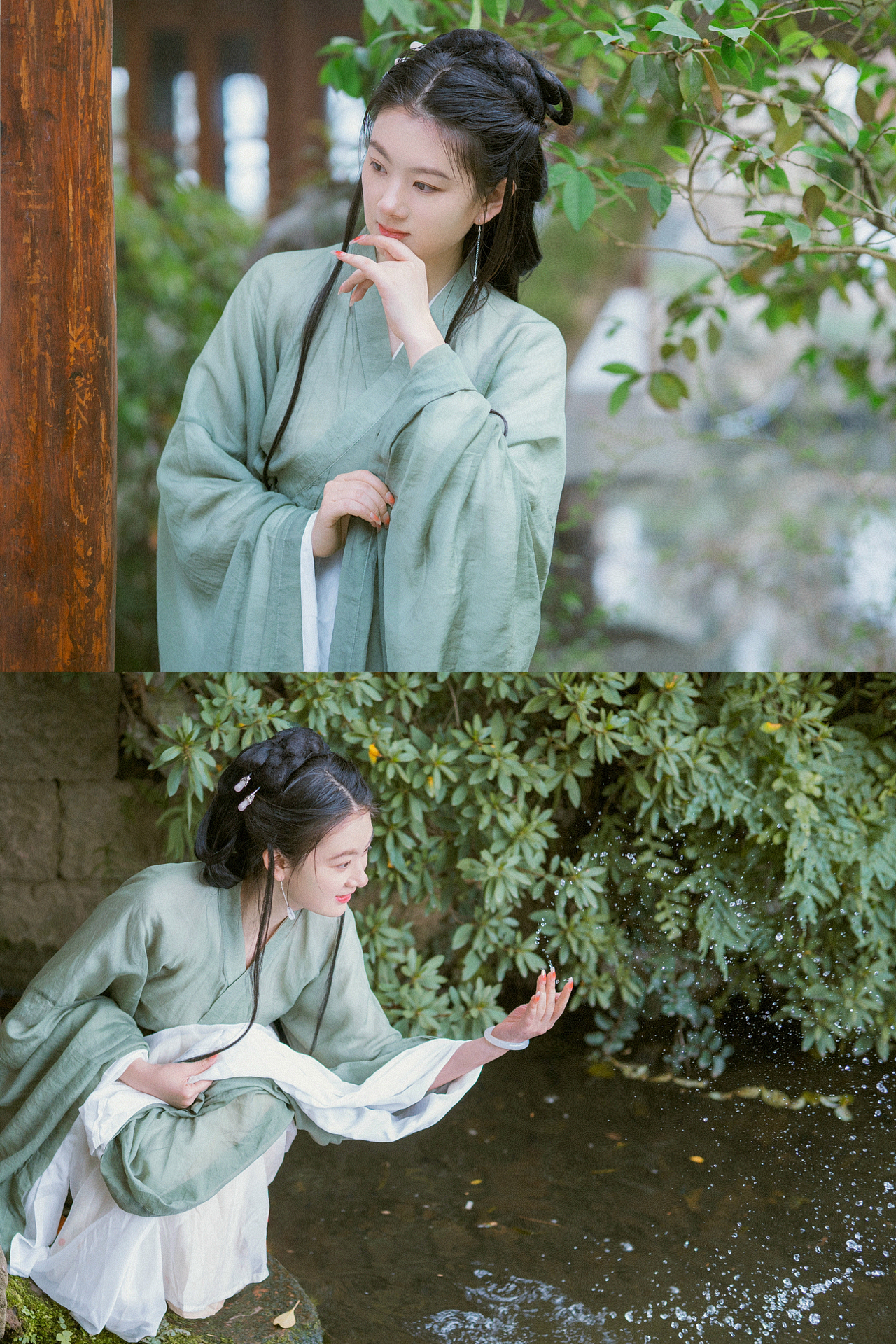一袭青衣，染就一树芳华。（图ZMzM0NDM1OTk2） - 人像摄影 - 站酷设计师山可集原创素材 - 站酷ZCOOL