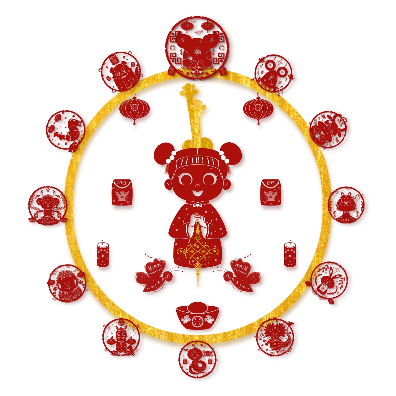 今天才来，依然新年快乐（图ZMTQwNjk4MDg4） - 商业插画 - 站酷设计师YA妞YA仔小YAYA原创素材 - 站酷ZCOOL