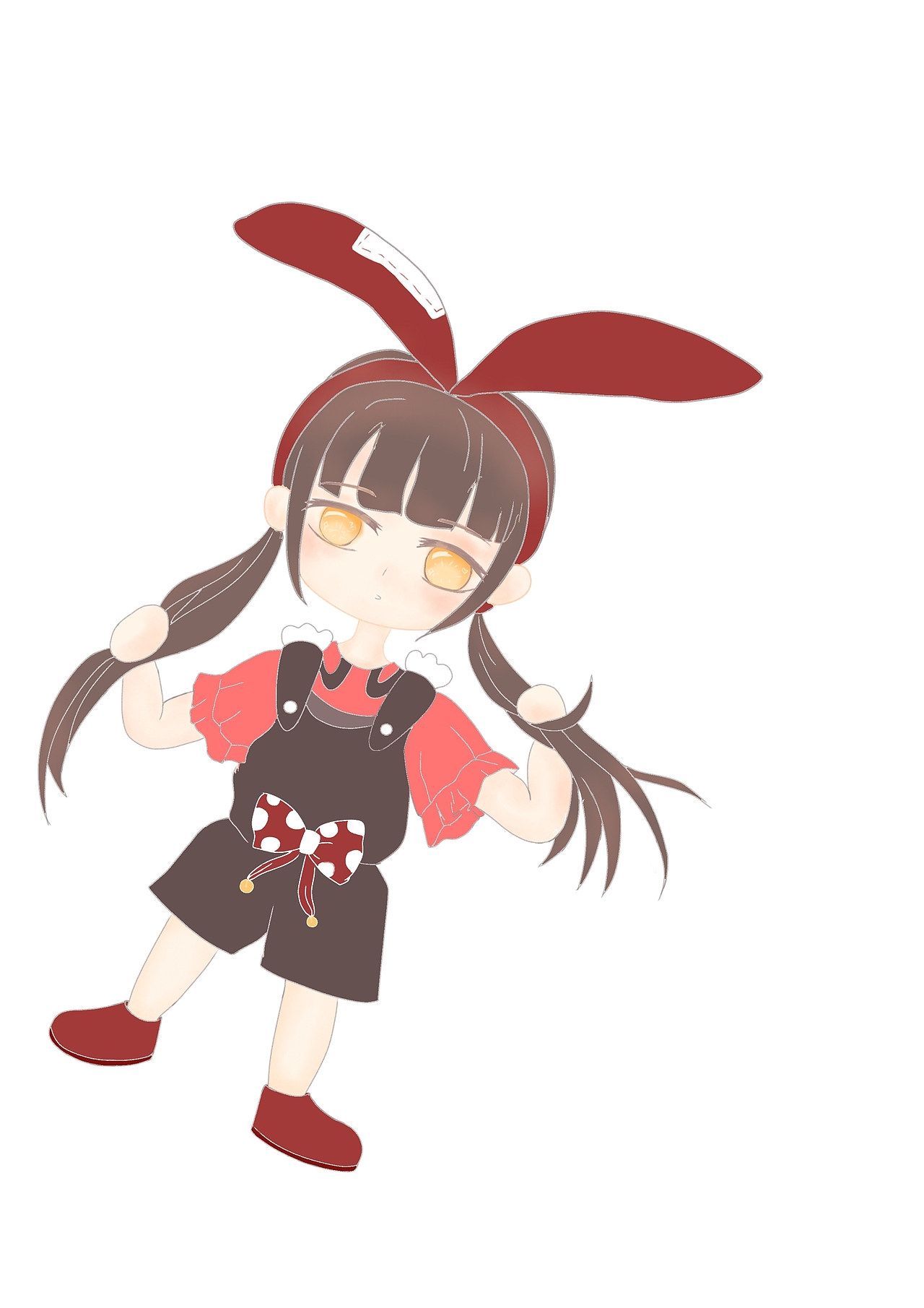 红色发带低双马尾小女孩