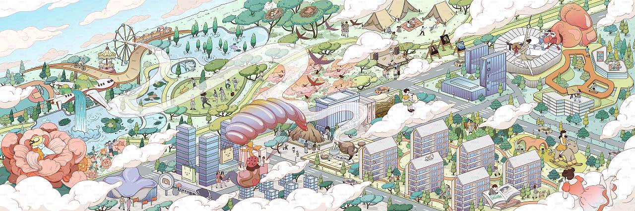 融创安徽滨湖印《中央公园的奇想世界》原创绘本（图ZMTk2OTE0MjA4） - 商业插画 - 站酷设计师moocheano原创素材 - 站酷ZCOOL