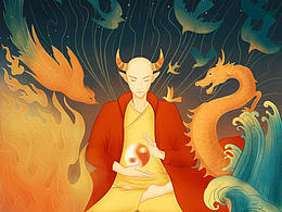 牛年春节国潮插画-牛转乾坤