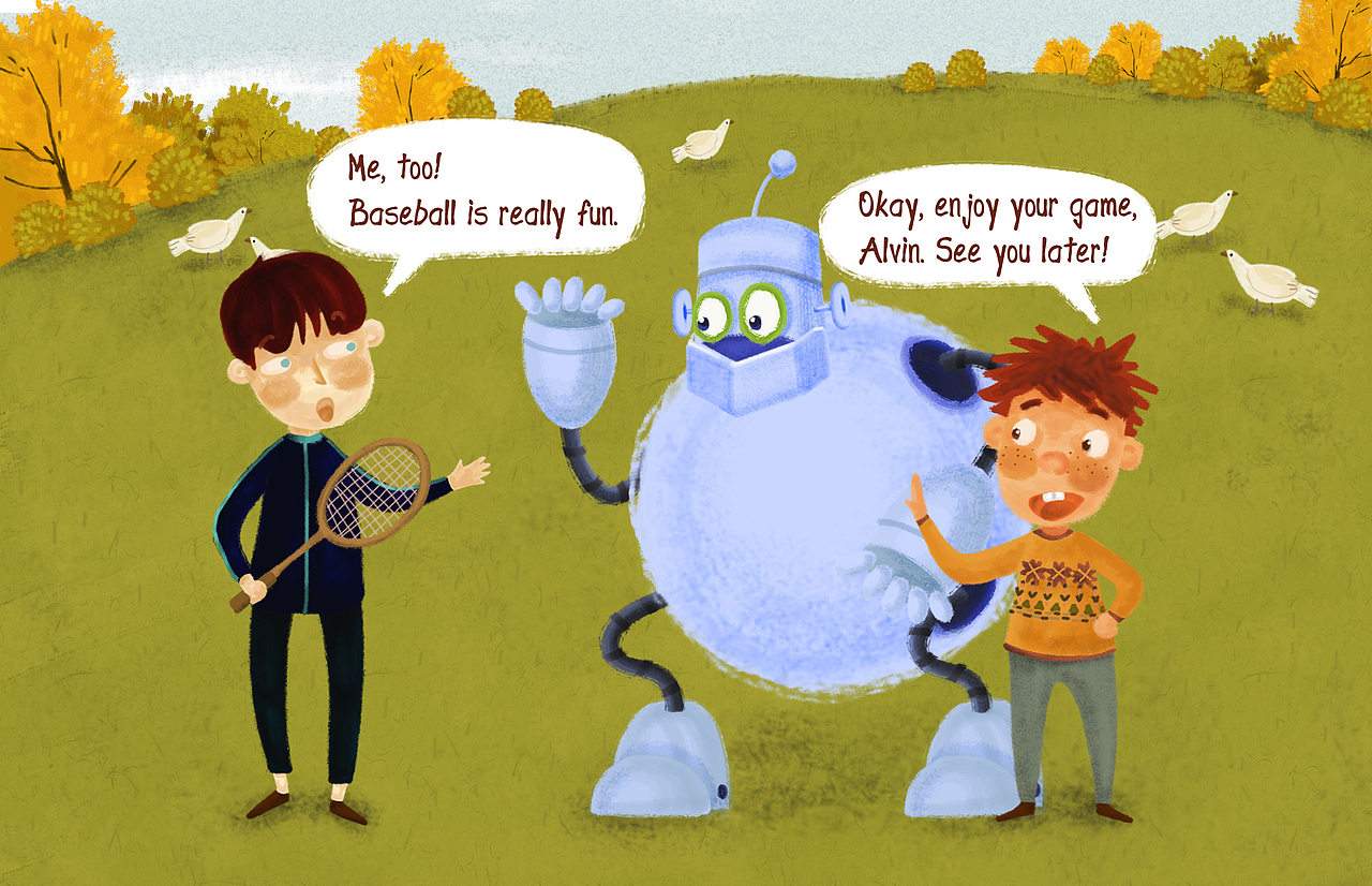 插画,英文绘本 our hobbies>