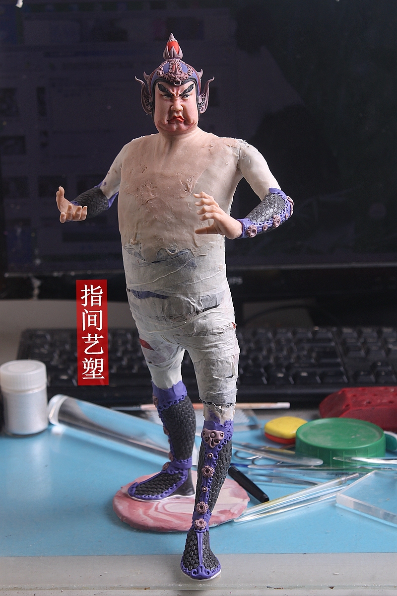 贺加贵面塑软陶(韦陀菩萨 )(图ZNzY4MDM3ODA=) - 手办/模玩 - 站酷设计师贺加贵3D翻糖原创素材 - 站酷ZCOOL