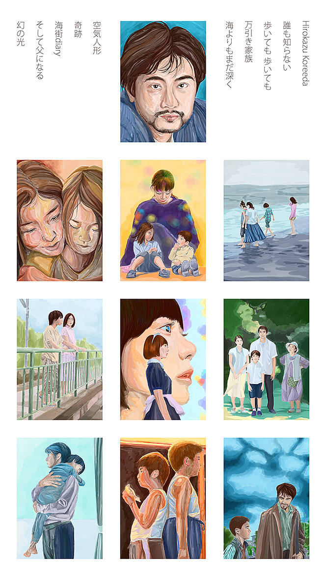 导演至今作品
<br>2018年	《小偷家族》<br>2017年	《第三度嫌疑人》<br>2016年	《比海更深》<br>2015年	《海街日记》<br>2015年	《石碑》<br>2013年	《如父如子》<br>2011年	《奇迹》<br>2010年	《鬼怪文豪怪谈4：后日》<br>2009年	《空气人偶》<br>2008年	《Cocco的无止尽之旅》<br>2008年	《步履不停》<br>2006年	《花之武者》<br>2004年	《无人知晓》<br>2001年	《距离》<br>1998年	《下一站，天国》<br>1996年	《当记忆失去了》<br>1995年	《幻之光》<br>1994年	《沒有他的八月天》<br>1991年	《另一种教育》